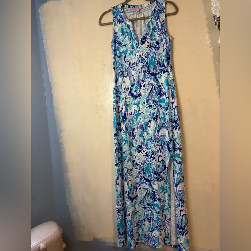 Lilly Pulitzer Essie Maxi Dress sleeveless novelty elephant summer size S - Picture 2 of 12